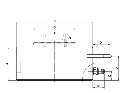 Technische Zeichnung und Maßangaben für Hydraulikzylinder Type CLF450-40 bis CLF2500-45