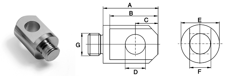 Abbildung TKF-Schwenkauge mit technischer Zeichnung