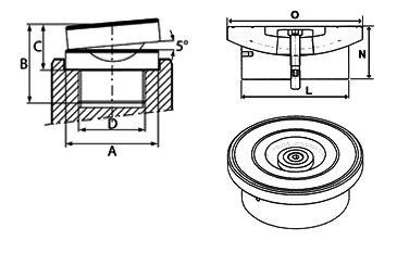 Technische Zeichnung der Druckstücke mit Bemaßungt Bgeeignete Schraubermodelle