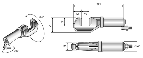 Technische Zeichnung des Schneidgerätes PC75-40R