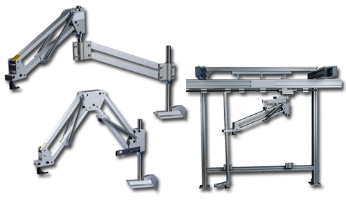 Übersicht der ergonomischen Bahco Auswuchtarme und Drehmomentstützen der 25-Nm-Serie für Montagearbeitsplätze.