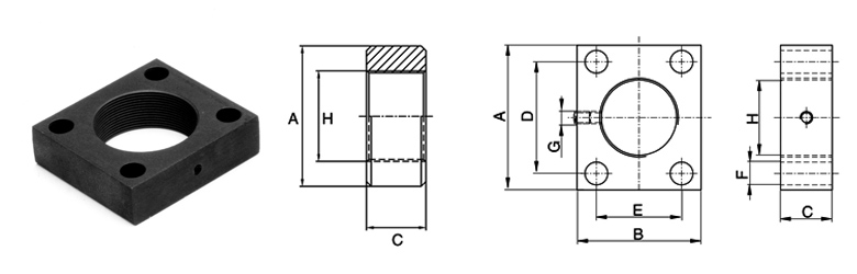 TCF-Zylinderkonsole mit technischer Zeichnung Abbildung TCF-Zylinderkonsole mit technischer Zeichnung