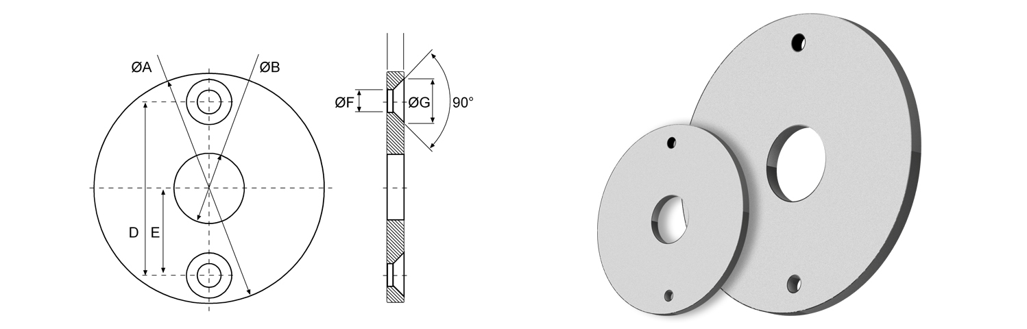 Technische Zeichnung der Druckstücke und Bodenplatten Technische Zeichnung der Druckstücke und Bodenplatten