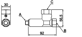 Technische Zeichnung 3/8" mit Bemaßung Technische Zeichnung 3/8"