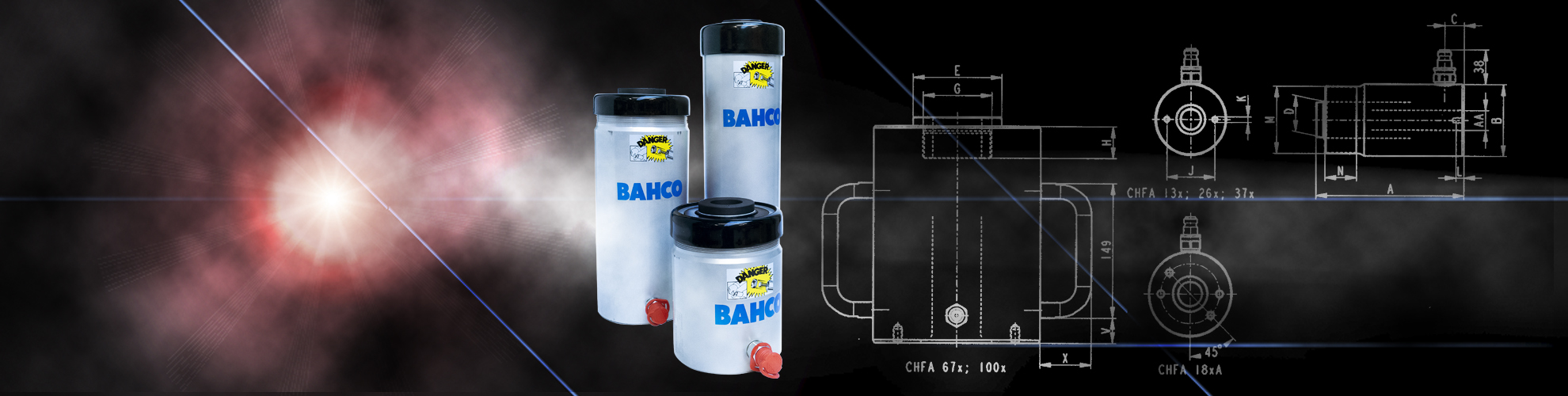 Bahco Aluminium Hydraulikhohlkolbenzylinder CHFA Serie Leichtbau Bahco Aluminium Hydraulikhohlkolbenzylinder CHFA Serie mit 50 Prozent weniger Gewicht